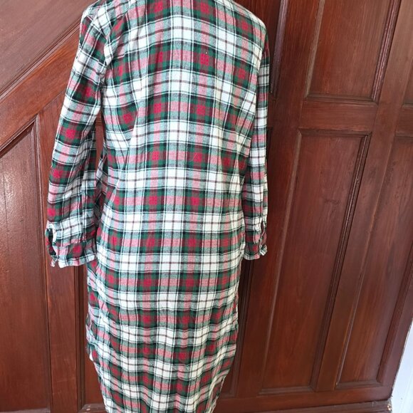 Lauren Ralph Lauren Plaid Nightgown S Button Down Long Sleeve Cotton - Picture 2 of 9